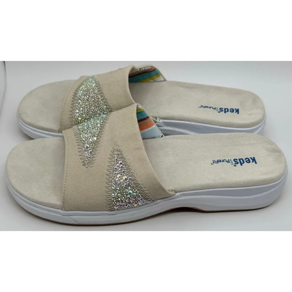 ✨ Sparkle & Stroll Keds Slides ~ Upcycled Glam Comfort ✨Women's Sz 10